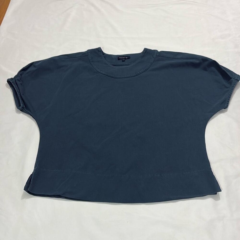 Soeur Womens XS 34 Blue Top Blouse Balloon Sleeve Minimalist Preppy Office